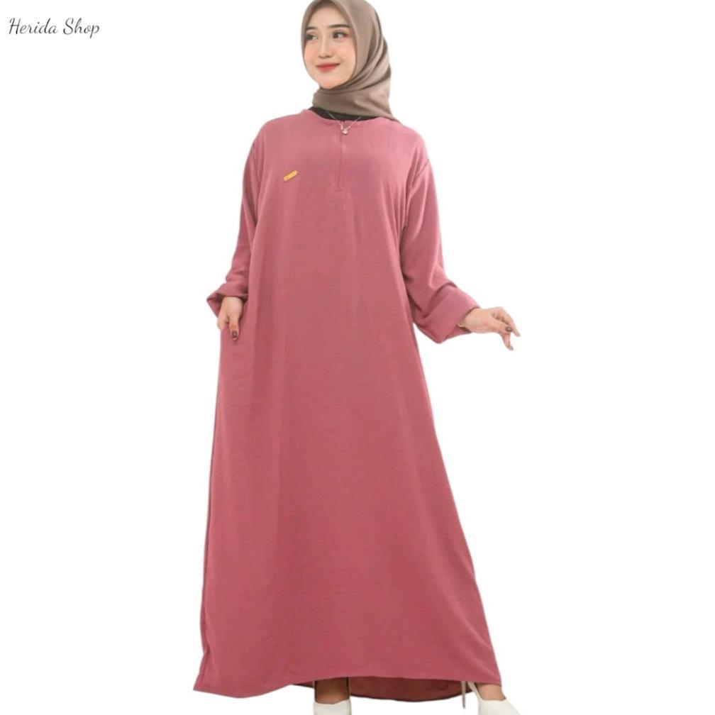 Unik Gamis Polos Muslimah Bahan Crinkle Airflow Ld 130Cm