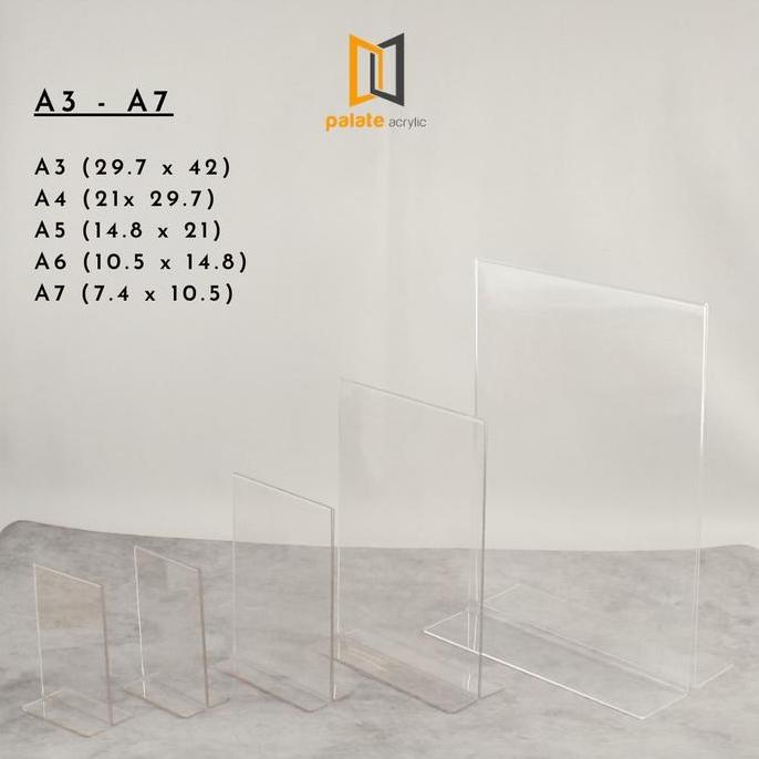 acrylic tent holder / akrilik tent card A4 T tempat brosur Meja 3MM