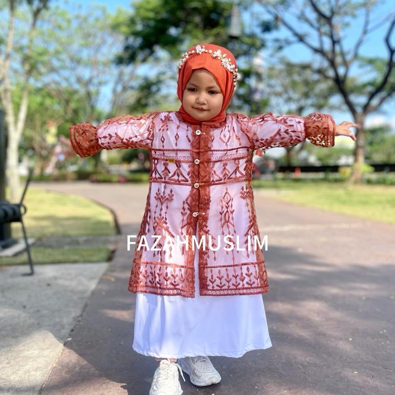 Grosir Gamis Anak Set Outer Brukat Tile Pesta Syari Baju Muslim Anak Tunik Set Inner Dress Dan Outer