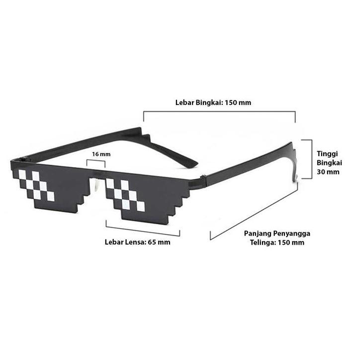 Kacamata Hitam Anak Laki Laki Kecil Cowok Model Pixel Minecraft Mosaic murah