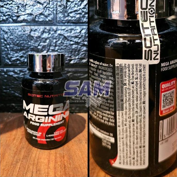 Suplemen Fitness SCITEC Mega Arginine 90 kapsul Pre Workout Nitric Oxide