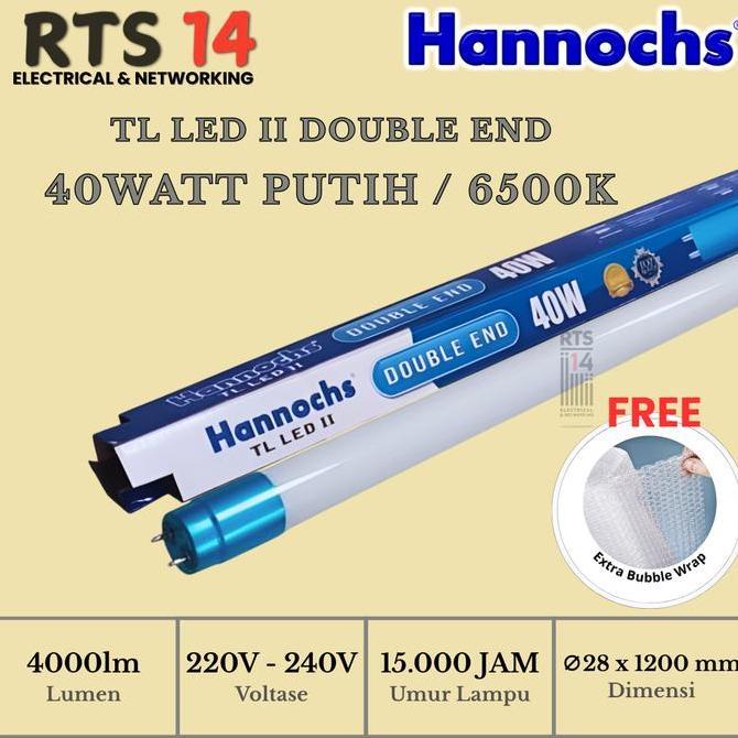 Hannochs TL LED II Double End 40W Cahaya Putih (CDL) - Lampu TL LED 40WATT Cool Daylight 6500k Hanno