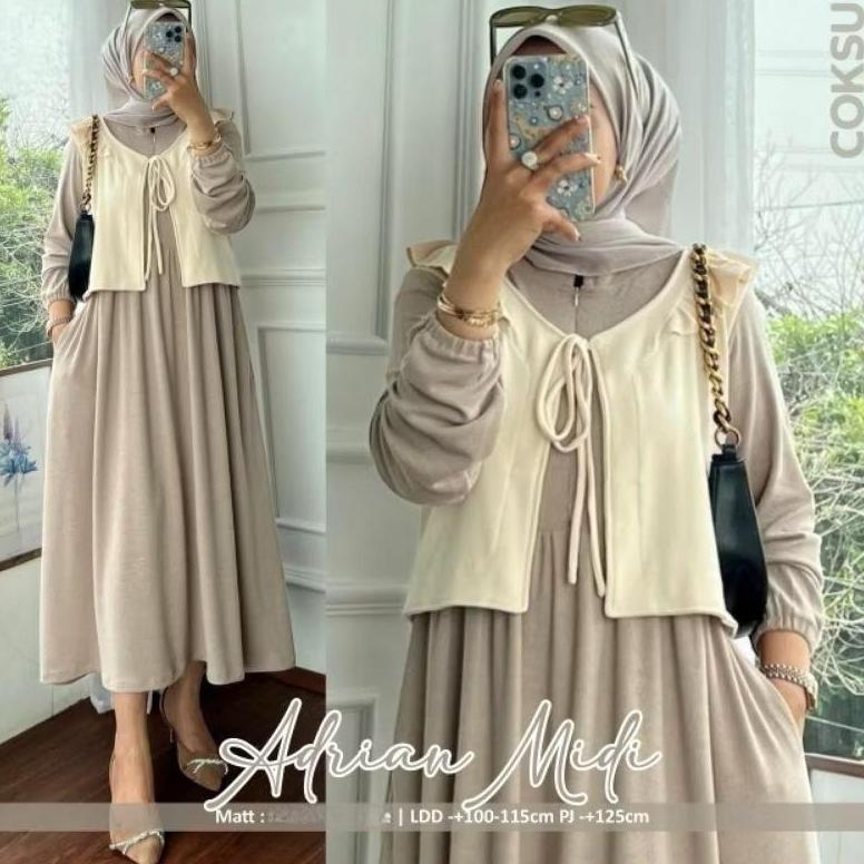 ADRIAN MIDI DRESS CRINKLE AIRFLOW LD 110 // MIDI DRESS WANITA // MIDI MUSLIMAH OOTD KEKINIAN // DRES