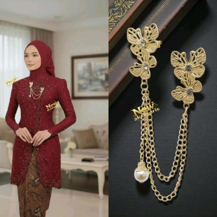 Bros Rantai Pin Jas Rumbai Melayu Kebaya Janggan Mewah Simple Berkelas untuk Pria dan Wanita Cocok u