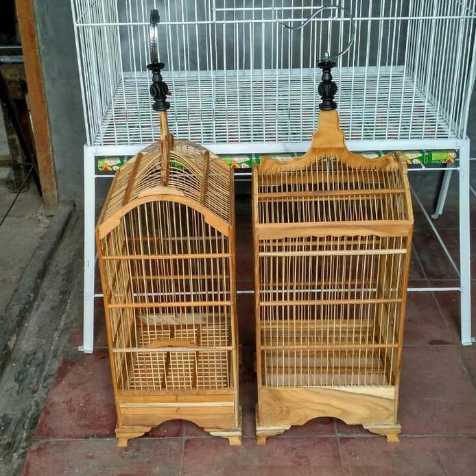 Kandang burung kotak kecil mentahan kayu jati P26 cm xL 23 cm ful set