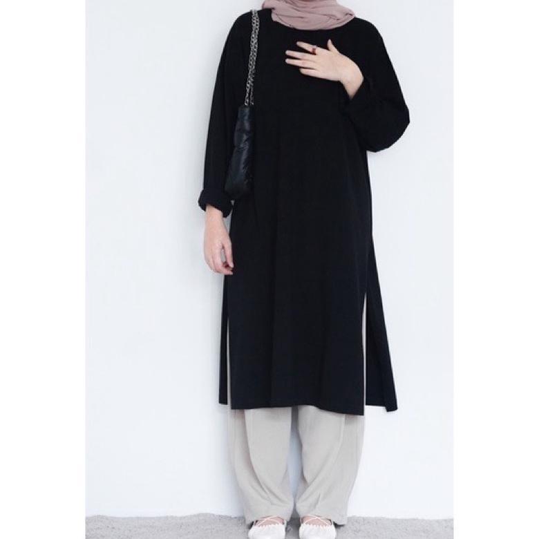 TUNIK COMBED 30s - ZORA DRESS KAOS COTTON COMBED JUMBO TUNIK OVERSIZED POLOS LENGAN PANJANG
