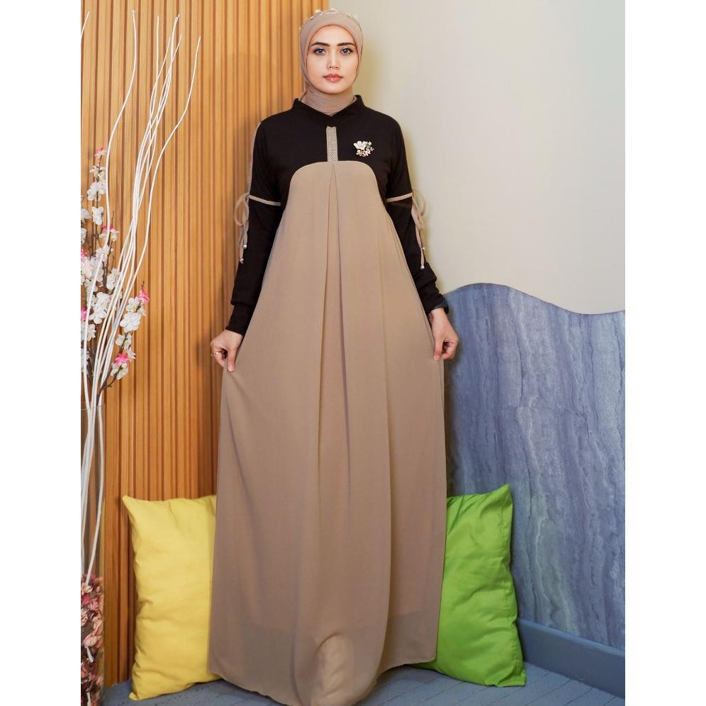 Parayou SET HIJAB Korean Dress Elegan Mewah Snowrib Dan Ceruty Remaja Dewasa Kondangan