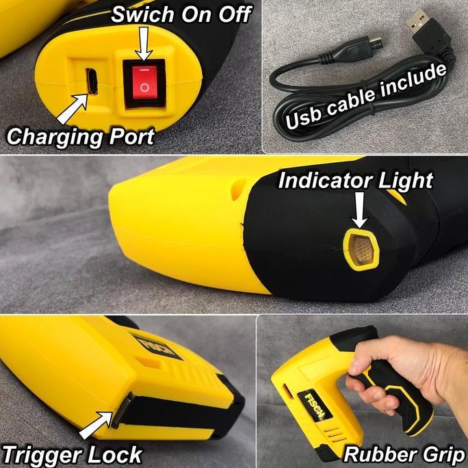 Mesin Paku Staples Tembak 2 In 1 Baterai Fisch Cordless Stapler Gun