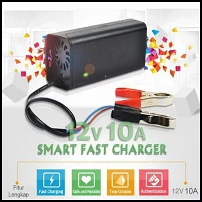 Charger Aki Mobil 10 A Cas Aki 100 Ampere - Smart Fast Charging Original Dan Terpercaya