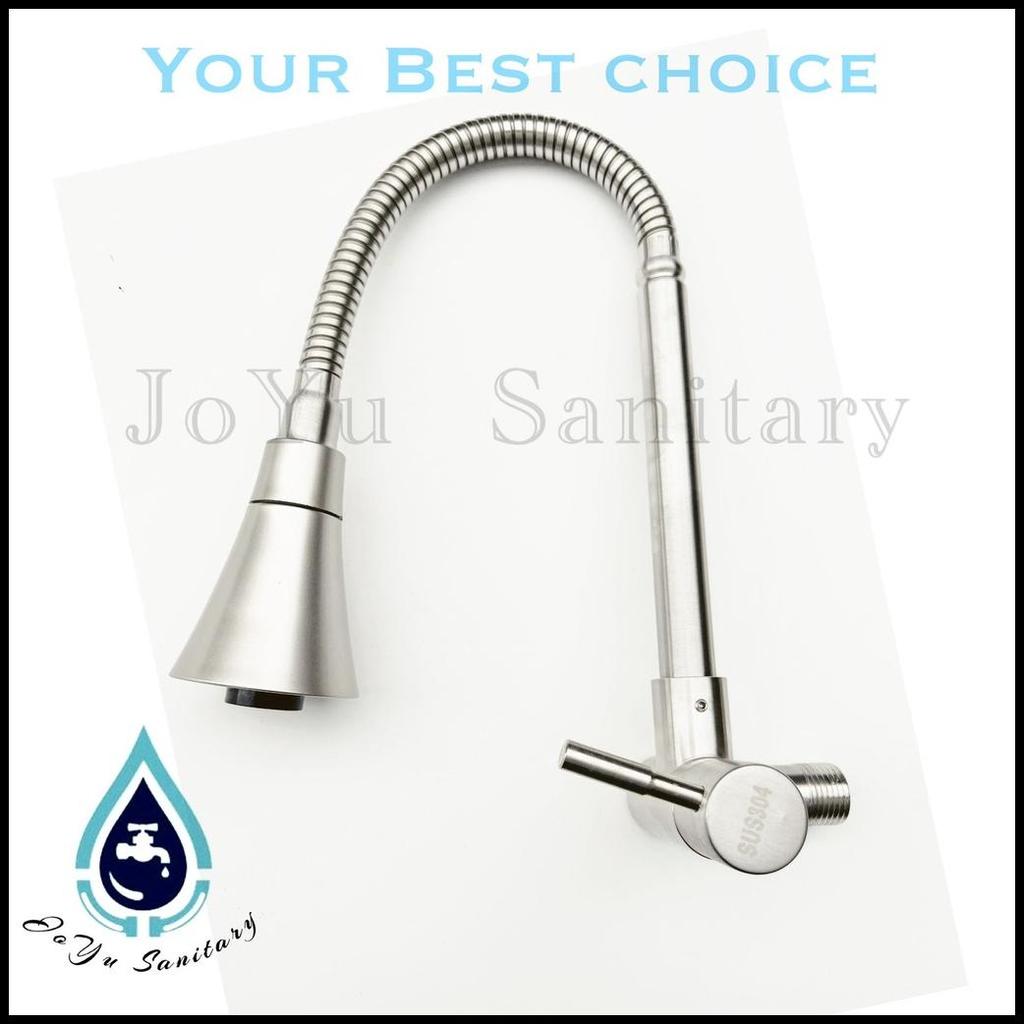 Kran Angsa  Sink Fleksibel Stainless 304 Minimalis Tembok 04Tr- Keran Dapur 2In1 Flexible Stenlis Su