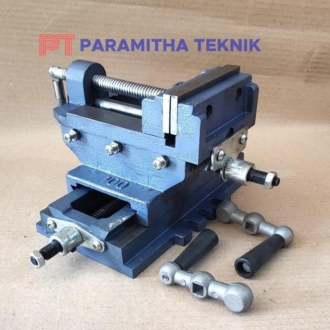 Catok cross 4" ragum bais silang geser 100 mm bench cross vise 4 inch