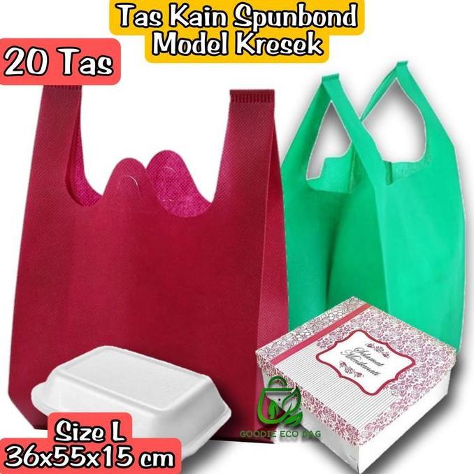 Yoiyouu- Kodian Isi 20 Tas Kain Spunbond Ukuran 17X33X11 Cm , 28X45X12 Cm , 36X55X15 Cm Besar Sedang