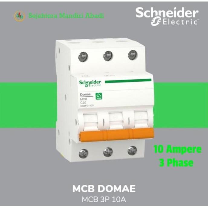 MCB 10 AMPERE 3 PHASE DOMAE 6KA SCHNEIDER ORIGINAL MERLIN GERIN ORIGINAL DAN TERPERCAYA