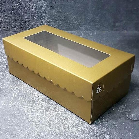 Yoiyouu- Dus Kaca Mas 10X20 X7 Isi 10 Pc Kardus Kue Dus Gold 10 X 20