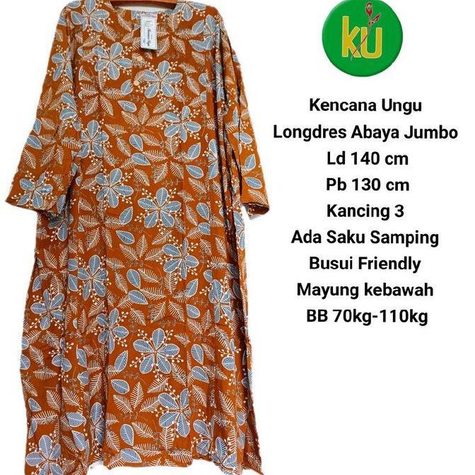 Miliki Longdres Jumbo Ld 140 Cm Abaya Jumbo Gamis Jumbo Batik Kencana Ungu Label Putih
