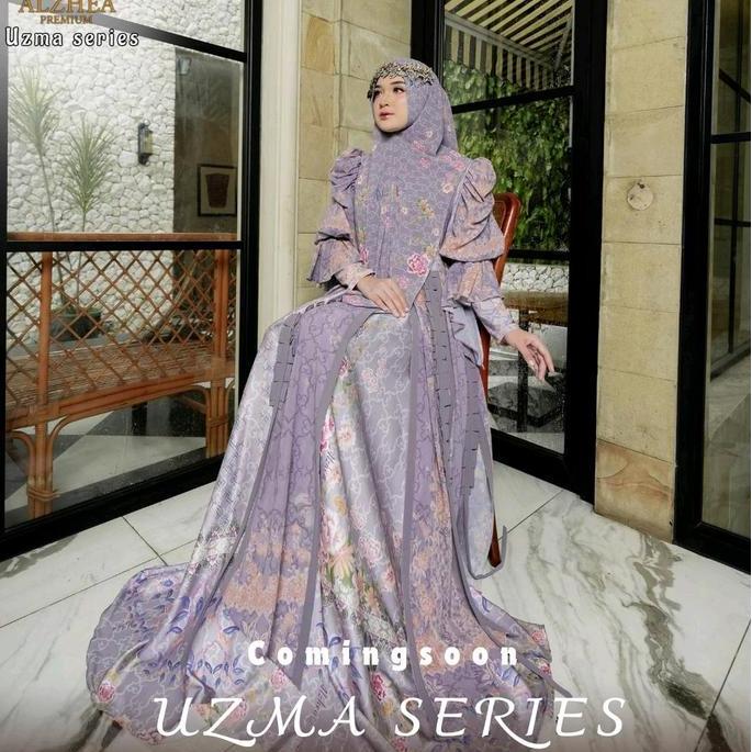 Diskon Gamis Silk Premium Uzma Series By Alzhea - Wanita Muslim Syari Lebaran Pesta Maxi - Dress, Re
