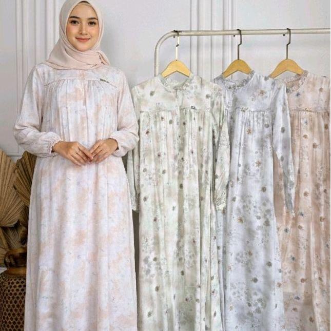 Diskon Gamis Midi Dress Puring Darby Dnl Rexury Premium Bahan Adem Nyaman Motif Bunga Rayon Printing