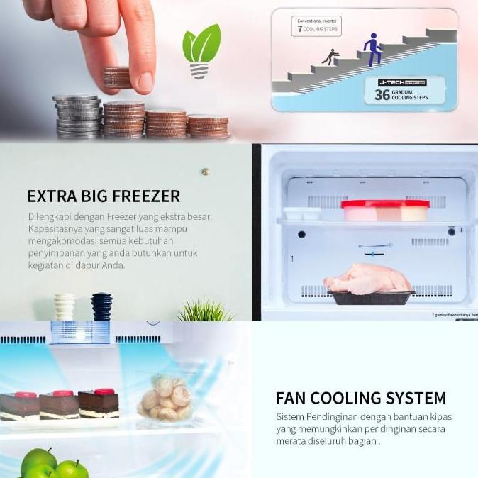 Sharp Kulkas Kecil 2 Pintu Small 2 Door Refrigerator SJ326XGMS