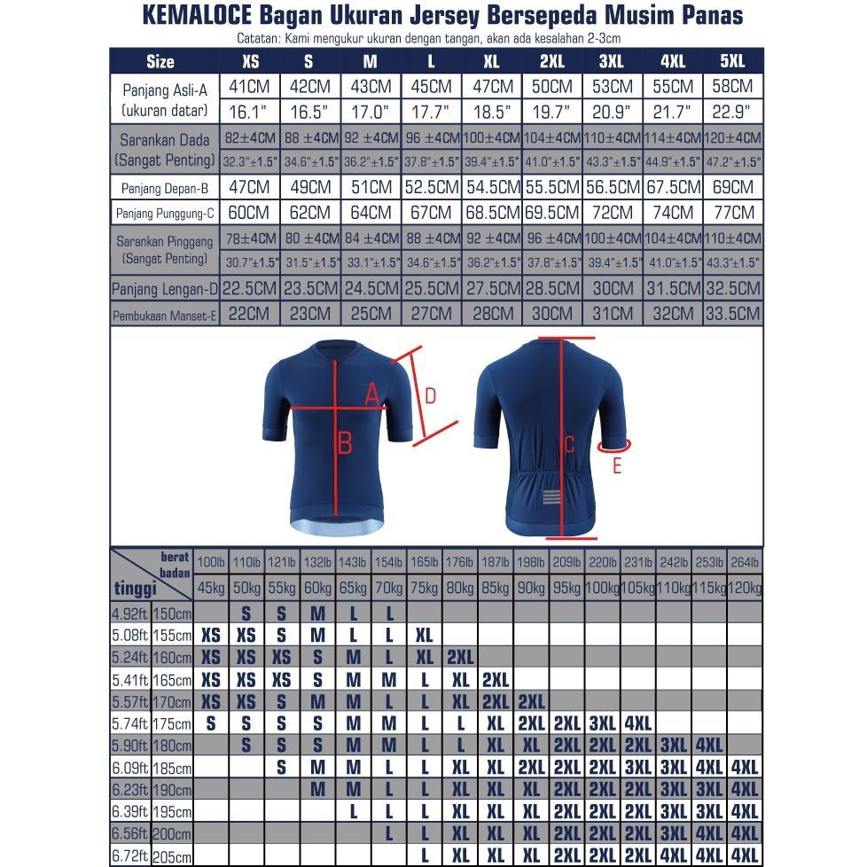 TERBARU KEMALOCE Jersey Sepeda Pria Gowes Roadbike Lengan Pendek Bernapas Jersey Hitam&Biru&Putih&Ab