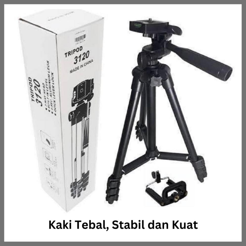NEW DEALS Tripod 3120 Tinggi1 Meter With Hp Stabilizer Stand Holder Handphone, Camera Konten Kreator