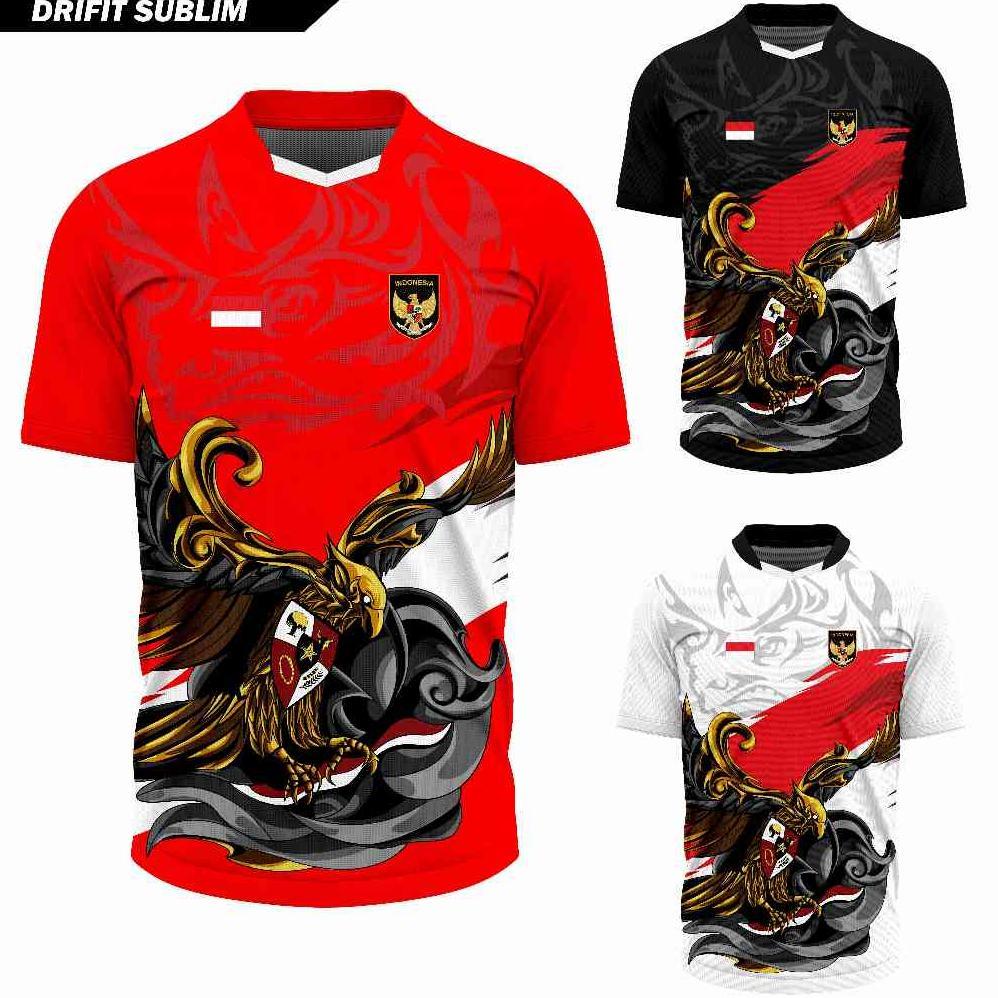 CUCI GUDANG Jersey Olahraga Garuda Merah Putih Baju Futsal Kaos Voli Atasan Badminton Running