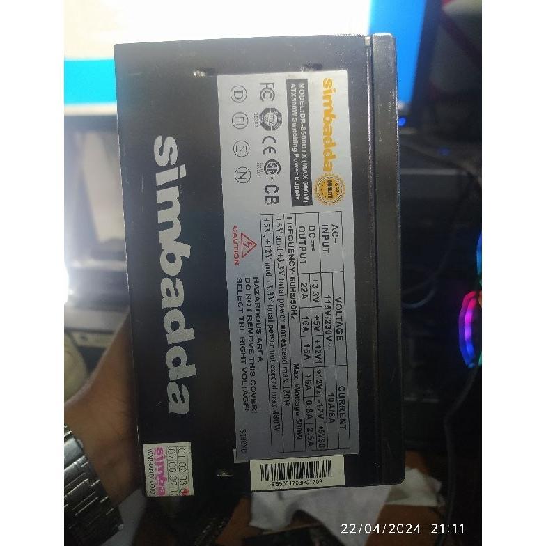 PSU Simbadda 450W/500W Komputer Normal 2x6 Pin