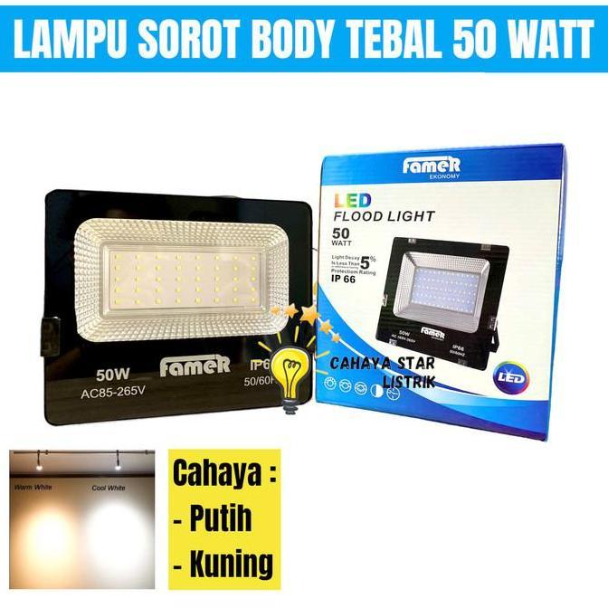 EMICO LAMPU SOROT LED 50WATT / FLOODLIGHT OUTDOOR LAPANGAN