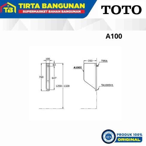 Miliki Toto A100 Urinal Partition W/ Screws Partisi Penyekat Pembatas Urinal Keramik