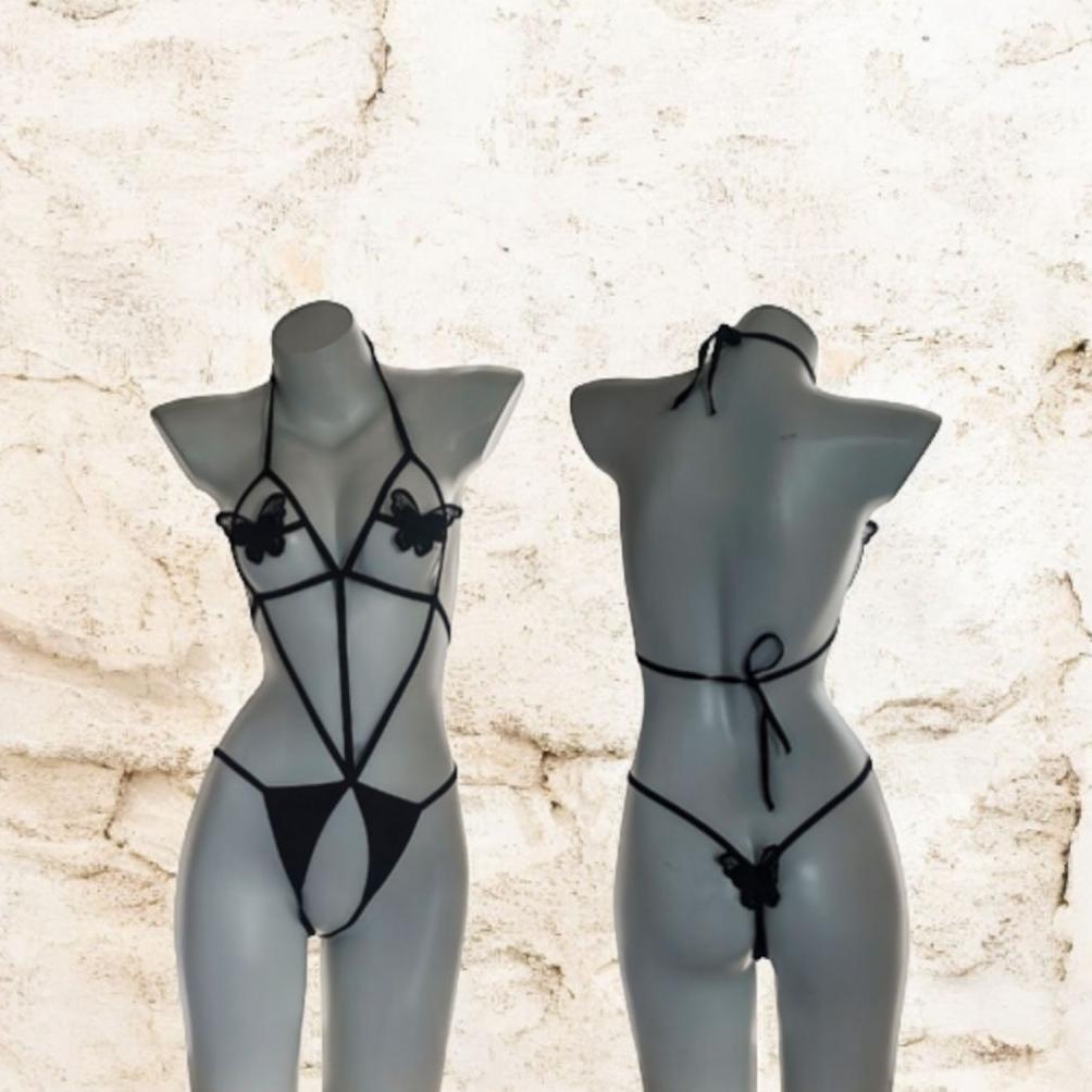 Set Lingerie Wanita Sexy Model Bra Kupu2 Open V Baju Dinas Wanita HM469