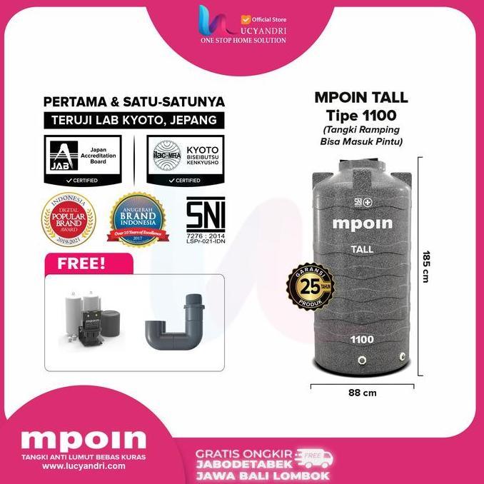 Terjangkau Tangki Air Mpoin 1100 Wavetall Toren Tandon Tanki 1100 L Mpoin Plus