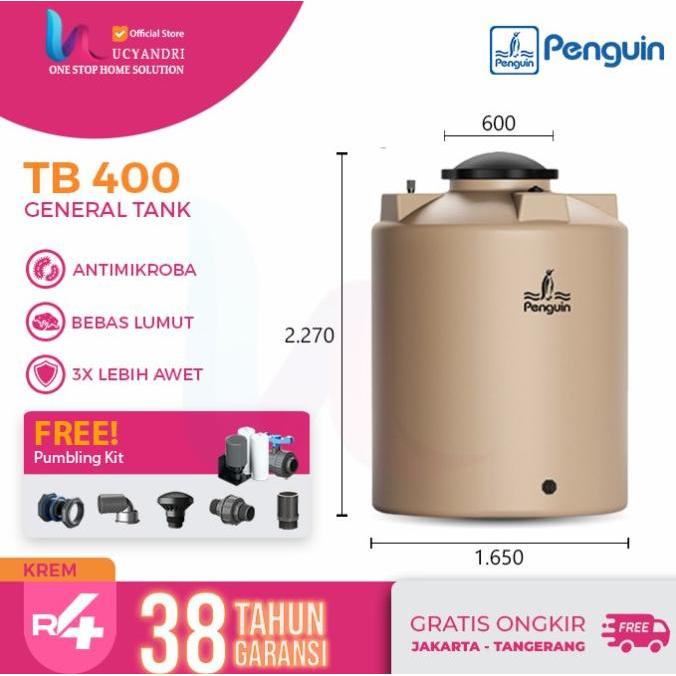 Terjangkau Tangki Air Penguin Tb 400 Toren 4100 L Tandon Tb400 Free Plumbing Kit