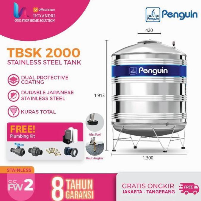 Diskon Toren Air Penguin Stainless Steel Tbsk 2000 Tangki Air Stainles 2000 L