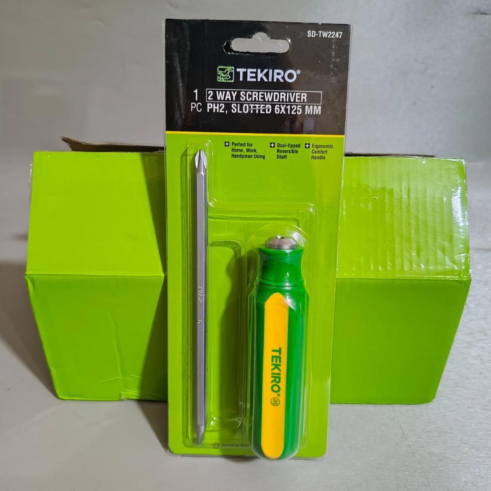 TEKIRO Obeng Bolak Balik - 2 Way Screwdriver PH 2 Plus ( + ) Minus ( - ) 6 x 125 mm / Obeng Tekiro O
