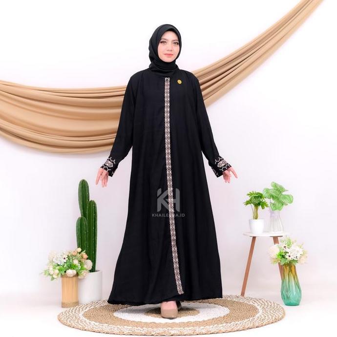 Abaya Madina Bordir Gamis Arab Hitam Abaya Hitam Turkey Bordir 2025 2026 Muslim Dress Wanita Hitam B