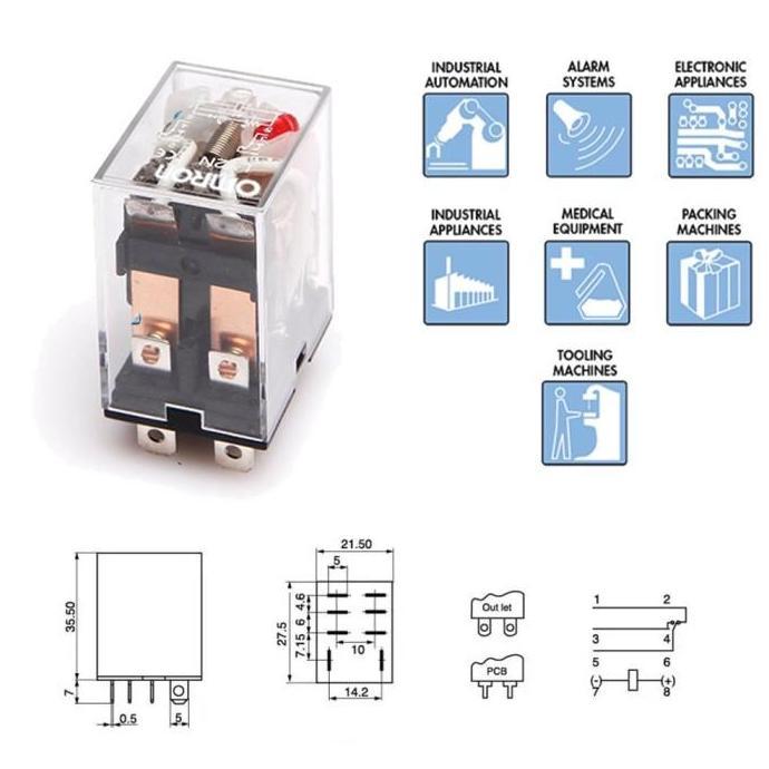 RELAY LY2 12V OMRON / RELAY LY2N 24V OMR / RELAY LY2-N 220V 8 PIN