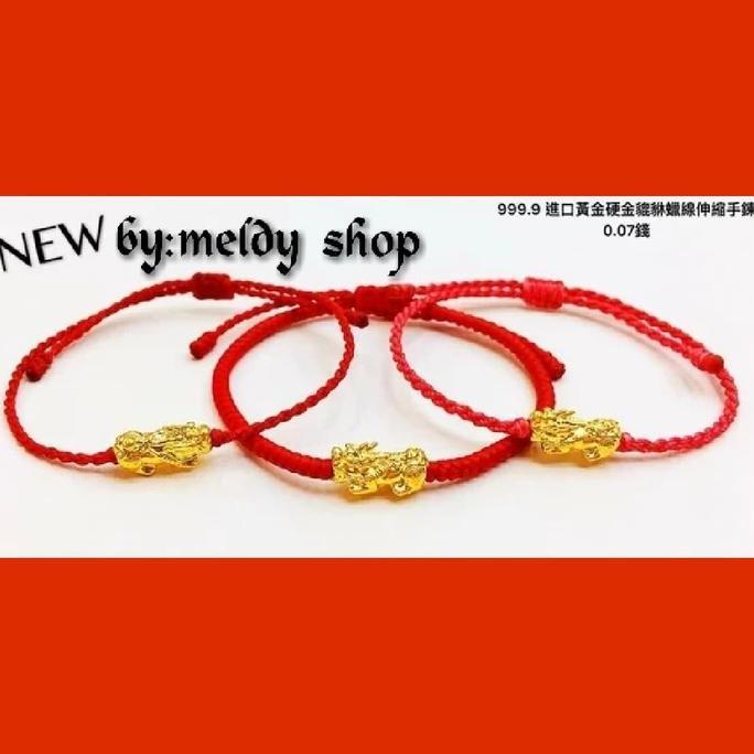 Gelang Tali Merah Baby Jilin Jiling Naga Emas Hongkong Hk 24 Karat Bracelets Aksesoris Kode 1183