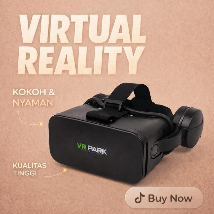 KAYLASELLER13  - BISA VRPARK BOX 3D VIRTUAL REALITY GLASSES KACAMATA VR DENGAN HEADPHONE COCOK UNTUK