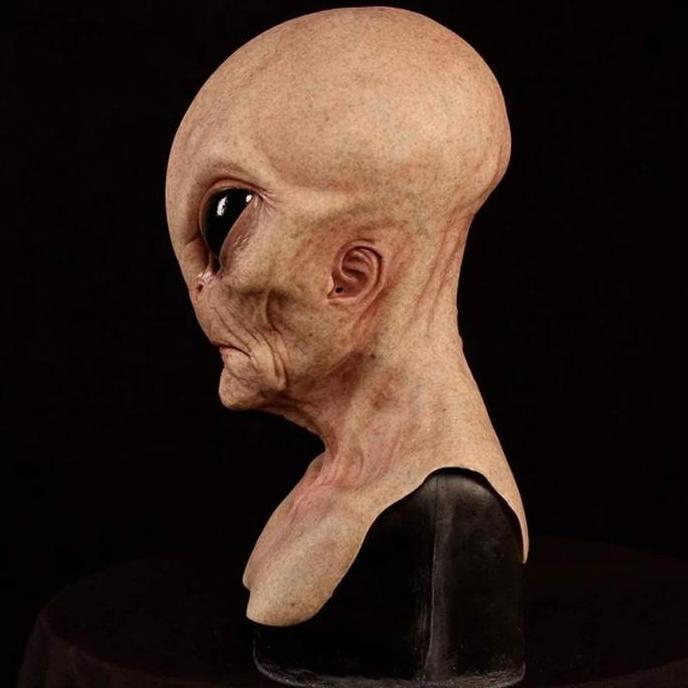 Memento- Topeng Alien Ufo Latex Mask Halloween Topeng Wajah Cosplay