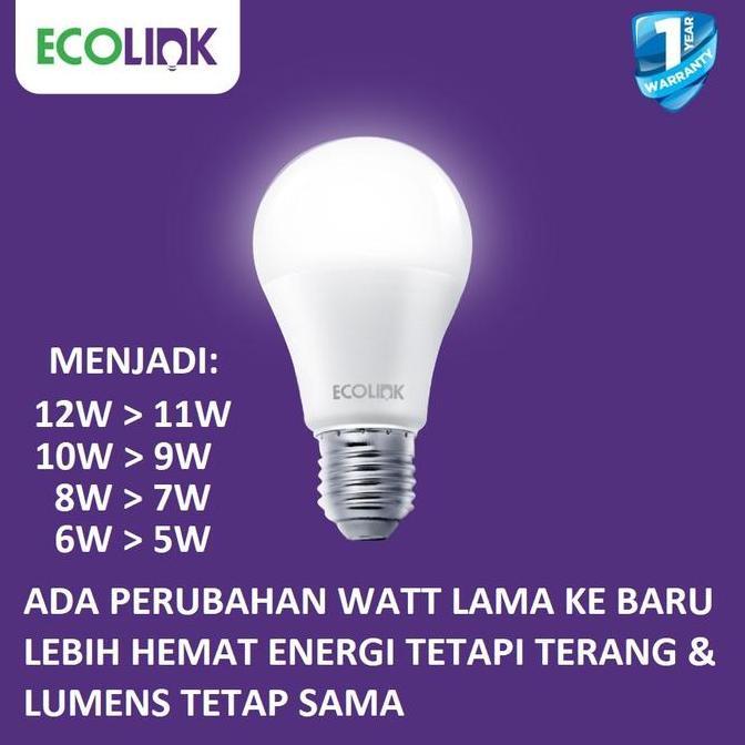 Ecolink Lampu Led 10W Bulb Bohlam 10 W Watt 10Watt Putih White Multipack