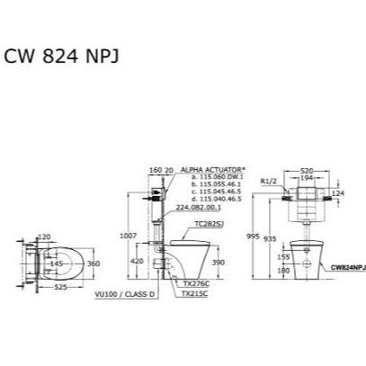 Spesial Kloset Duduk Toto Cw824Npj Dengan Eco Washer Tcw07Sv2 Komplit Set