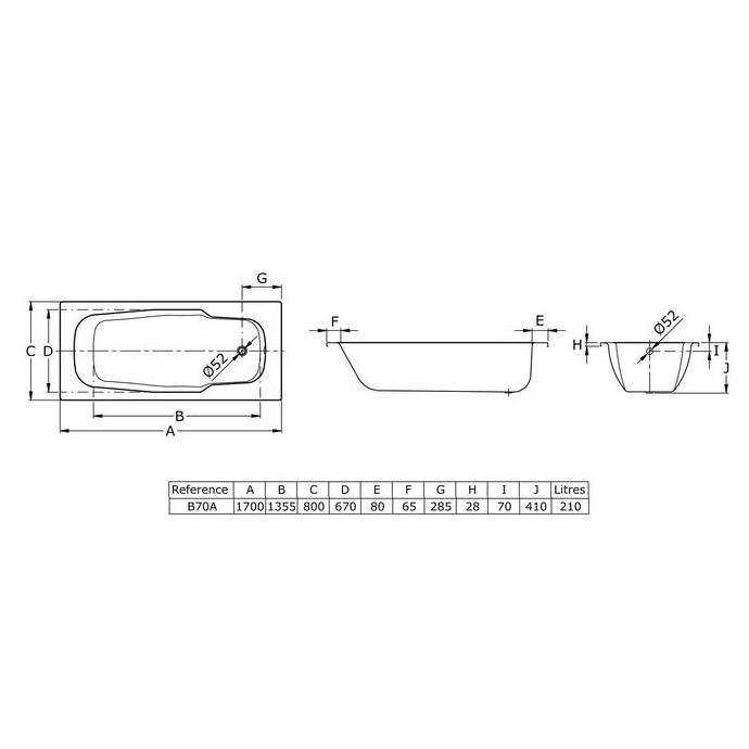 Miliki Bathtub Bak Mandi Toto Fb1700-80