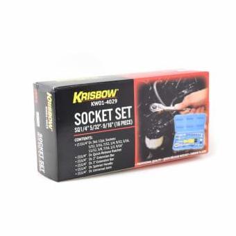 Krisbow Set Kunci Sok Sq 1/4 5/32-9/16 (16) SOCKET SET Shock