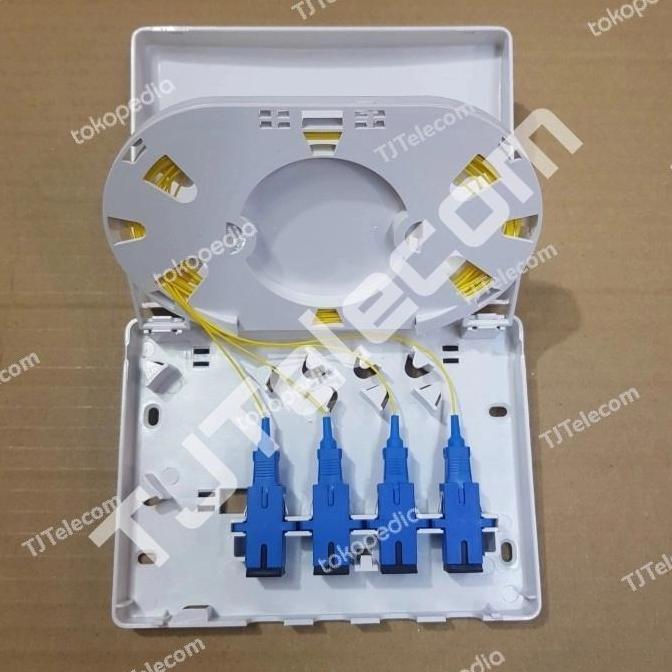 Roset optik / roset FTTH 4 core SC lengkap adaptor + pigtail