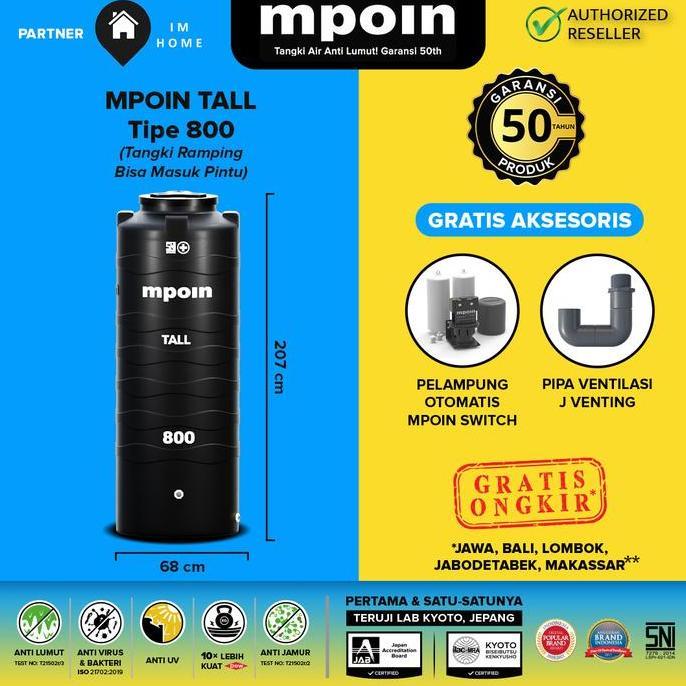 Diskon Tangki / Toren Air Ramping Mpoin Tall 800 Liter Tinggi