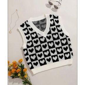 DF176 >> Rompi Korea Rajut Wanita Motif Love/Hati / Korean Knit Vest/Korean style vest Atasan Top