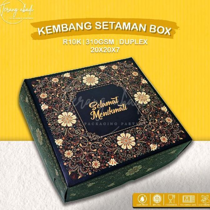 HARGA DISC - (100 pcs) Dus R10K Kembang Setaman/Dus Nasi 20 x 20 x 7 Motif Kembang Setaman/Dus Nasi 