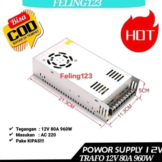 Power Supply 12V 80A High Power Supply 12Volt 80 Ampere Murni 80a 80 a