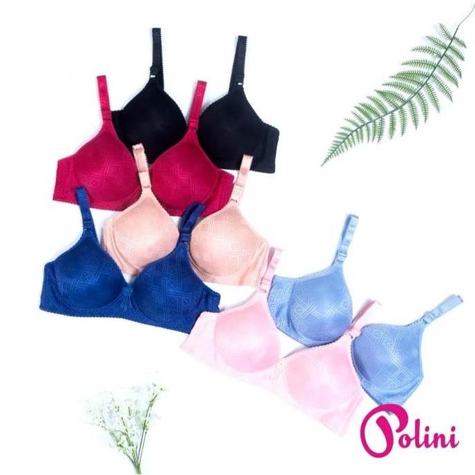 DS216 - paket isi 3 dan 6 pcs - Bra Wanita Polini Tanpa Kawat kait 3 Bh Jumbo Ukuran 38 40 42 44 POL