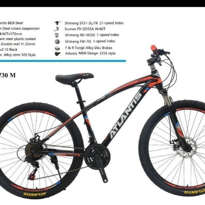 Terlaris Sepeda Gunung Ukuran 26 Atlantis Terbaru Disk 21 Speed