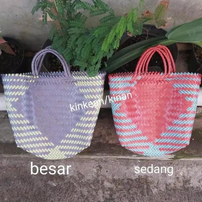 Tas Anyaman Plastik / Tas Serbaguna / Tas Keranjang Belanja (SEDANG)